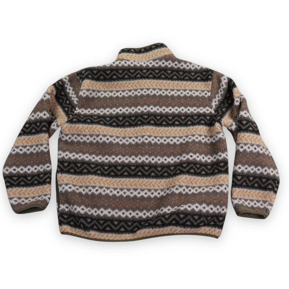 Old Navy Sherpa Pullover Mens‎ XL Brown 1/4 Zip Fair Isle Outdoor Cozy Winter